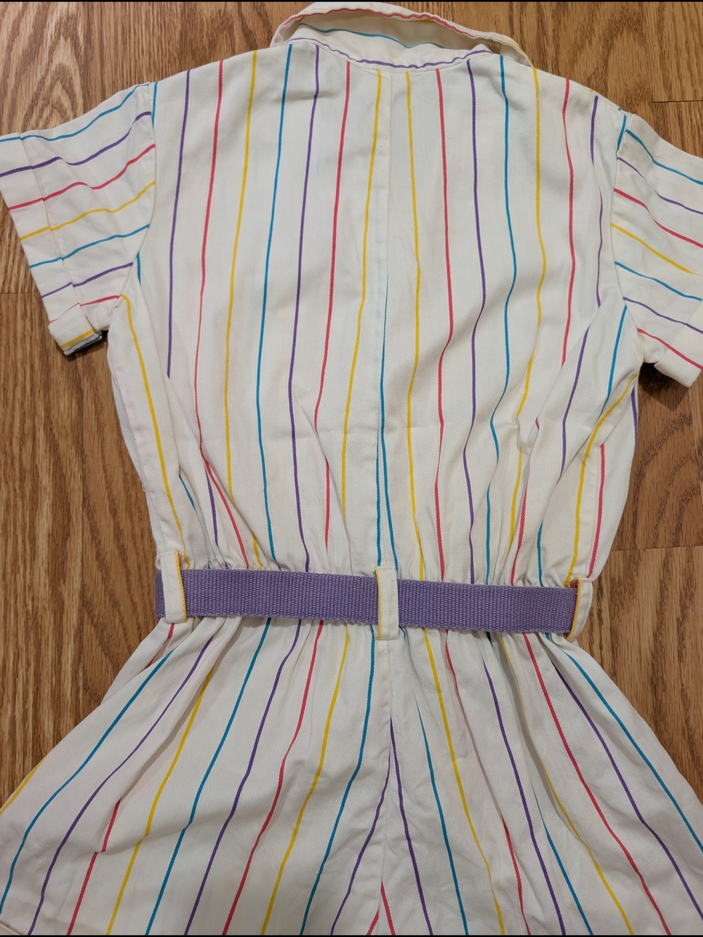 Vintage Girls 80's 90's Rainbow Stripe Short Romper 10 - Picture 10 of 13